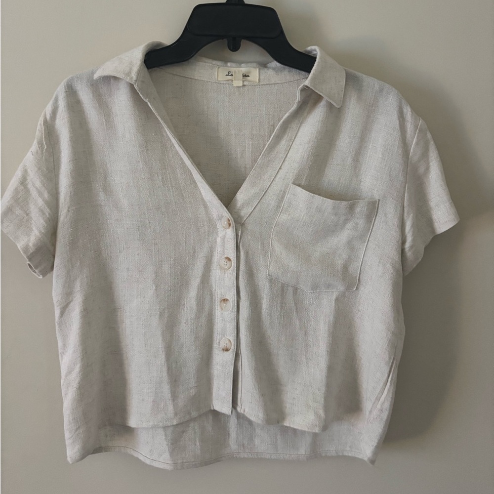 Cream Crop Button Down Shirt